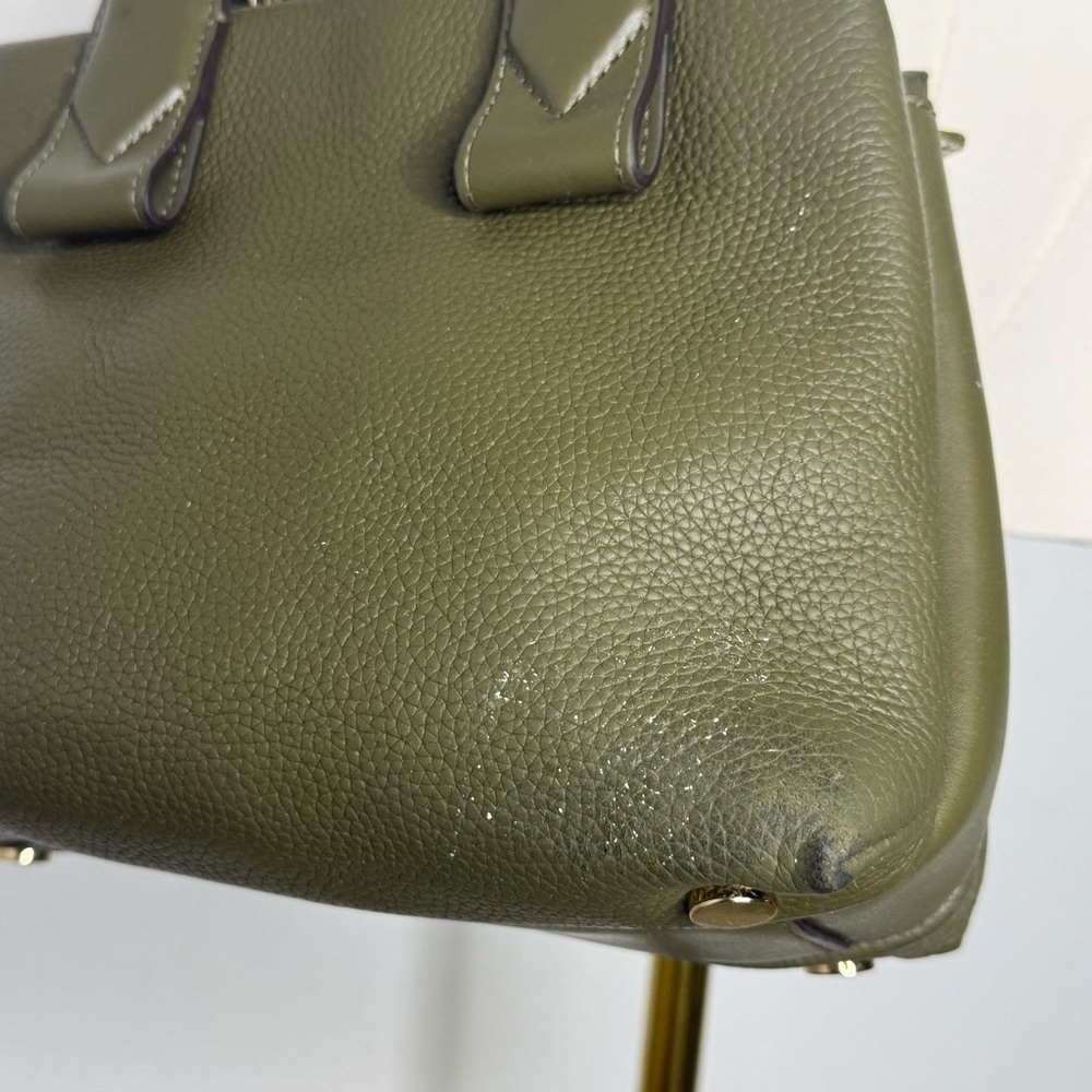 Michael Kors Rollins Satchel Green Pebbled Leather Tote Cross Body - Picture 5 of 13